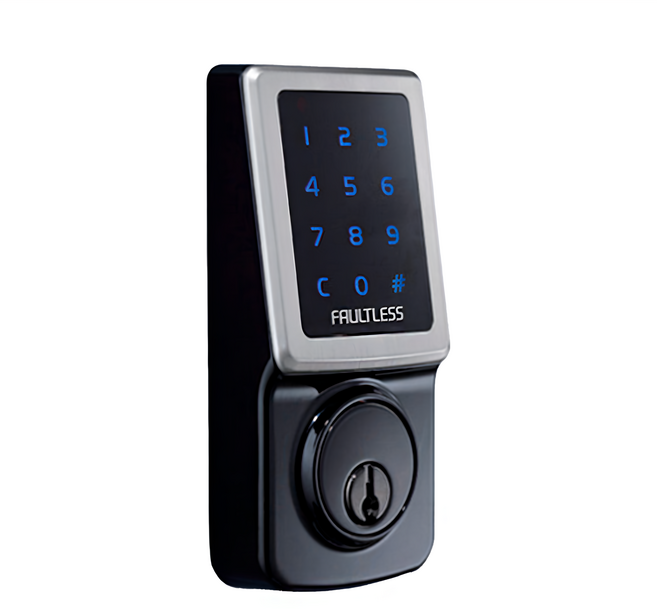 FAULTLESS 加安牌 觸控式電子輔助鎖 TD-505P 可設定25組使用者密碼 分段調整/靜音功能 假期模式 可調整自動上鎖延遲時間, 自行安裝