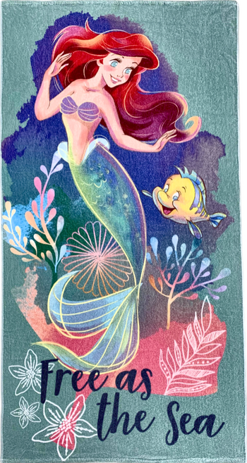 LIFE 來福牌 印花浴巾 美人魚圖案, 繽紛愛麗兒, 1條