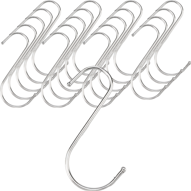 咪咪購物 不鏽鋼S型掛勾, 銀色, 20個