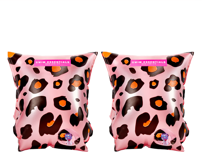 SWIM ESSENTIALS 荷蘭 兒童充氣臂圈 2-6Y, 玫瑰金小花豹, 1組