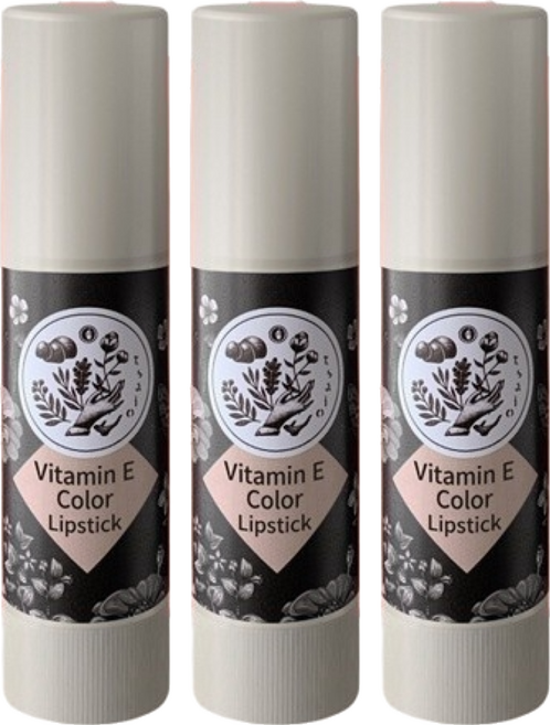 tsaio 上山採藥 維他命E撫紋潤唇膏 有機乳油木果油 荷荷芭 豆沙裸色, 3.5g, 3支