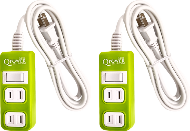 Tyson 太順電業 QPOWER 太超值 1切3座 2P延長線 TS-213B, 1.8m, 萊姆色, 2條