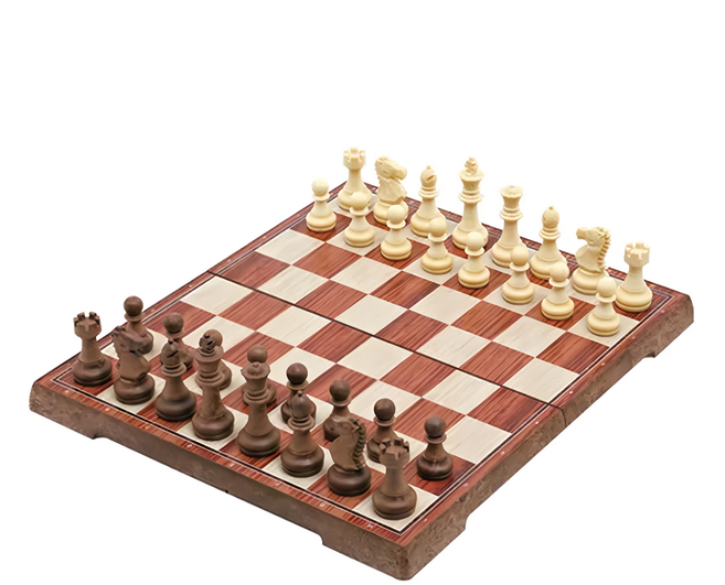 UB NS 棋盤 國際象棋 磁性西洋棋 可摺疊棋盤, 咖啡色 + 米白色, 1個