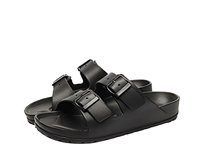 雙排扣軟底防臭防滑耐磨拖鞋, 黑色, 45cm