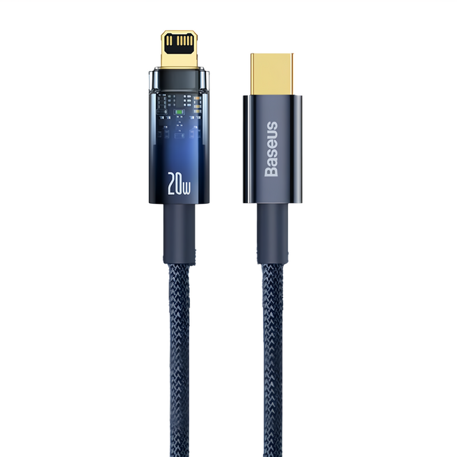 Baseus 倍思 探索者 智能斷電充電線 Type-C to Lightning 20W 480Mbps, 2m, 藍色, 1條