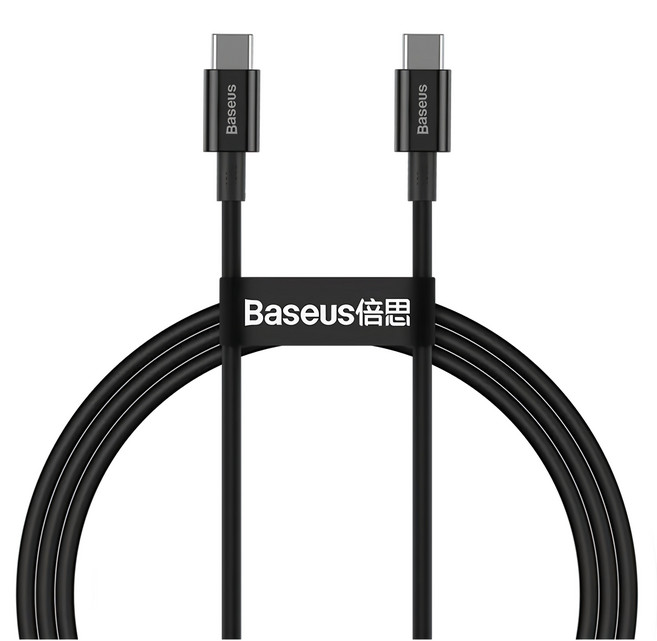 Baseus 倍思 優勝系列 雙Type-C快充數據線 100W 適用I15, 1m, 黑色, 1條