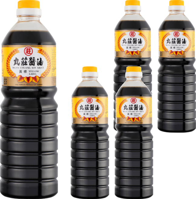 丸莊醬油 黃標調合醬油, 1L, 5瓶