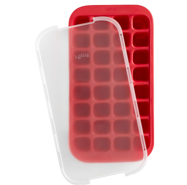 LeKue 方塊製冰盒 1個 胭紅色 32格 - 方便收納 一次製作多個冰塊