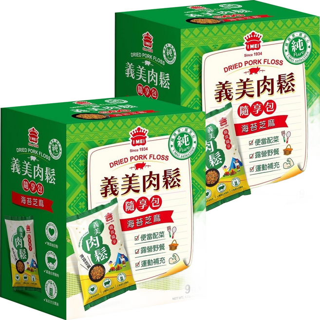 義美 純肉鬆隨享包 海苔芝麻 9包, 135g, 2盒