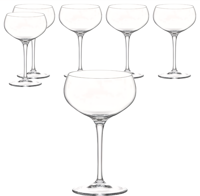 Bormioli Rocco 20世紀水晶寬口香檳杯 BARTENDER Specific Barware NOVECENTO Cocktail, 250ml, 6個