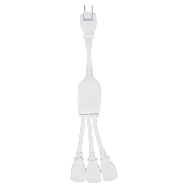 RONEVER 1對3可轉向電源線組, 32cm, 白色, 1組