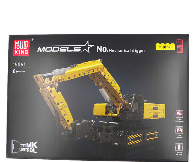 MOULD KING 宇星模王 機械挖掘機 15061 8+年齡 2.4G技術 包含電池, 1盒