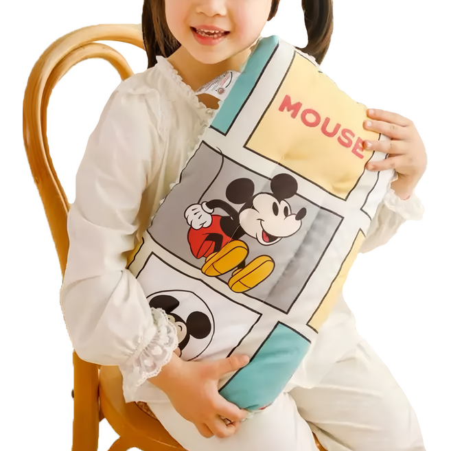 MICKEY MOUSE 米奇 冰絲水洗枕 1~6歲適用, 格子米奇 白色