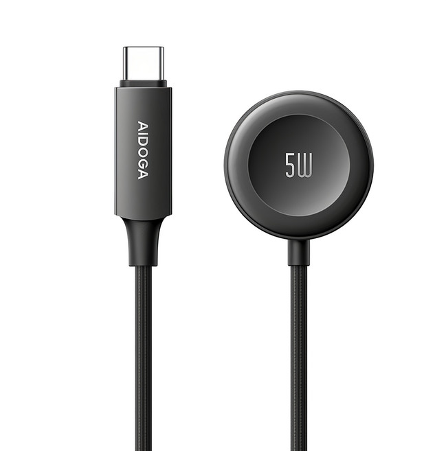 AIDOGA 艾迪伽 USB-C TO Apple Watch全系列 磁吸充電器充電線連接線 5W快充 星航S系列 1m, 鈦灰色, 1條
