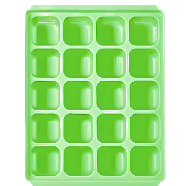 tgm 馬卡龍 白金矽膠副食品冷凍儲存分裝盒 美國FDA SGS檢驗合格 可微波爐/洗碗機/冰箱使用, 綠色, 1個