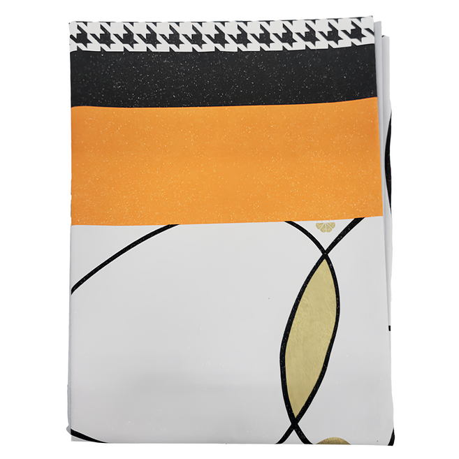 抽象現代風千鳥格撞色桌巾, 220 x 140cm, 灰橘撞色, 1條