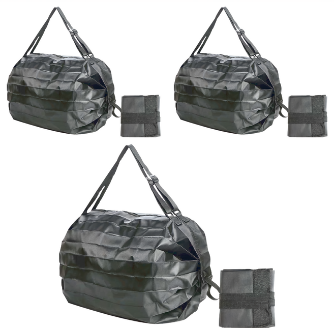 小麥購物 G615 折疊收納袋 107g, 3個, 酷炫黑色