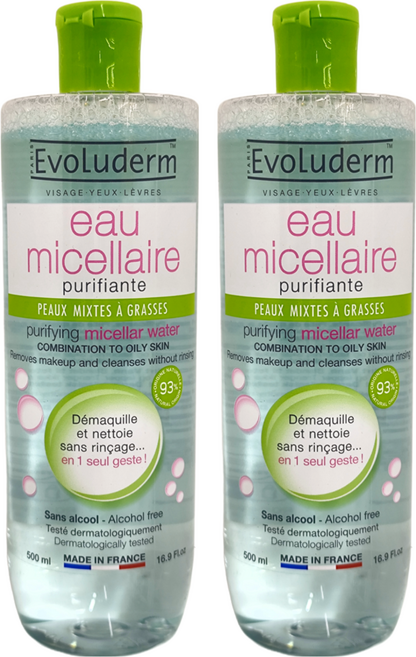 EvoLuderm 潔膚卸妝水 控油調理 混合性至油性肌膚適用, 500ml, 2瓶