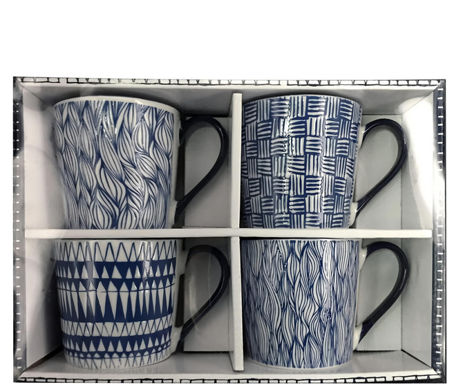 TATUNG 大同磁器 馬克杯組 350ml, 藍色, 4個