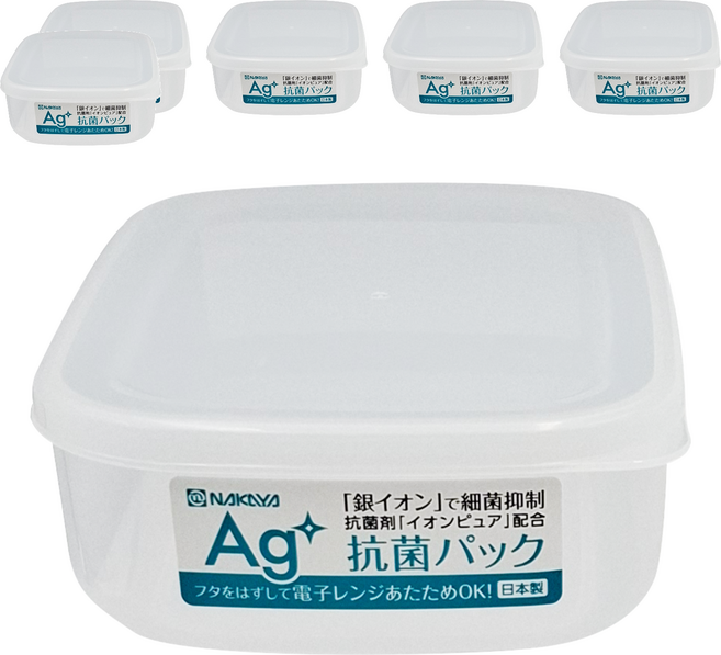 NAKAYA 日本 抗菌塑膠保鮮盒 透明色 600ml, 6個容器 + 6個蓋子, 1組