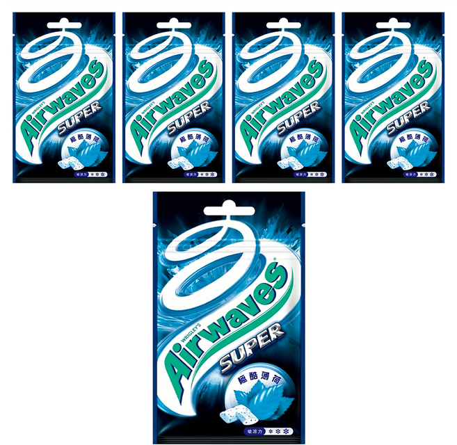Airwaves Super 極酷嗆涼無糖口香糖 極酷薄荷口味, 28g, 5包