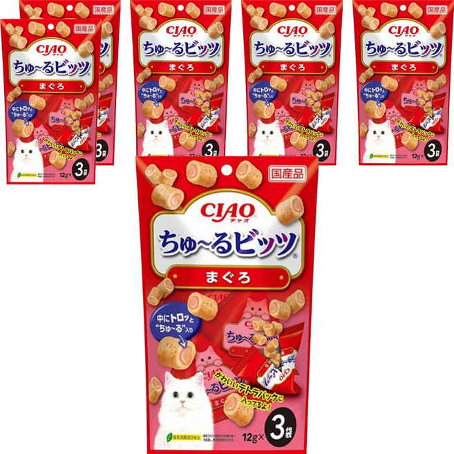 INABA CIAO 啾嚕 夾心肉泥捲, 鮪魚, 36g, 6袋