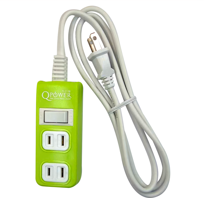 Tyson 太順電業 QPOWER 太超值 2孔1開3插 延長線插座 TS-213B, 1.2m, 萊姆色, 1條