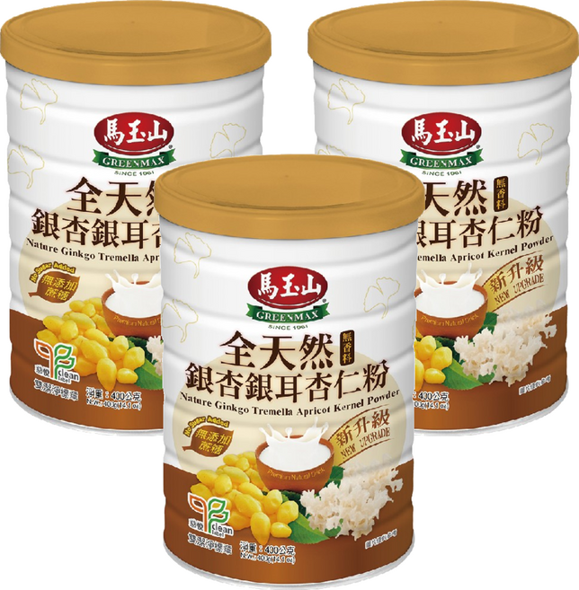 馬玉山 全天然銀杏銀耳杏仁粉, 400g, 3罐