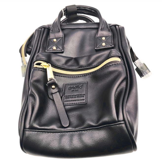 anello 新版2代輕質皮革經典口金迷你後背包 Mini size, 黑色, 1個