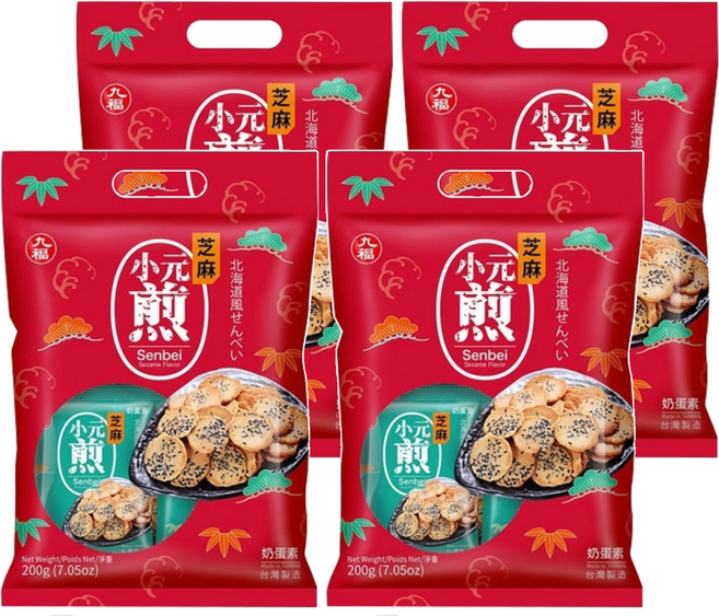 九福 芝麻小元煎 蛋奶素, 200g, 4袋