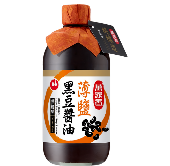 萬家香 薄鹽黑豆醬油, 450ml, 1瓶