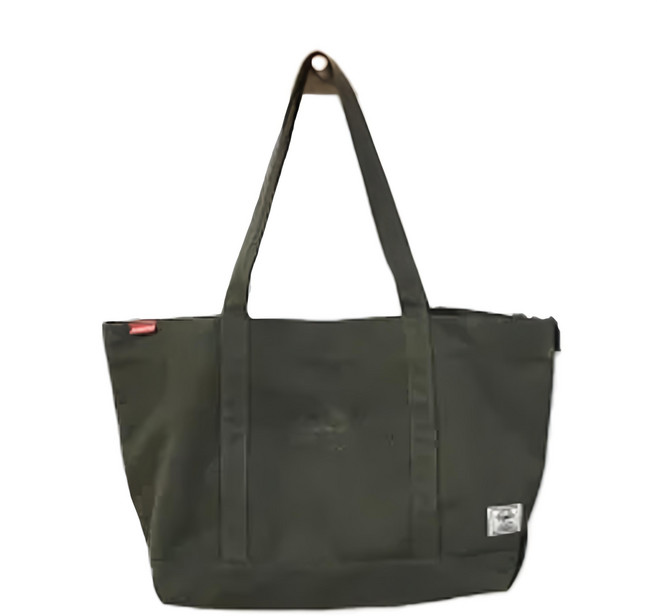 E.City 復古純色仿古大方包 帆布手提包, 墨綠色