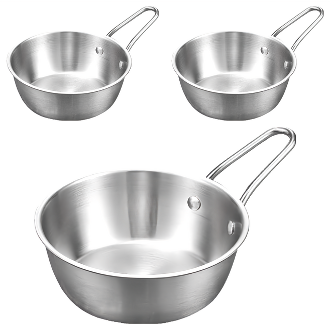 百貨King 正304韓式帶柄多用碗 10 x 4cm, 銀色, 3個