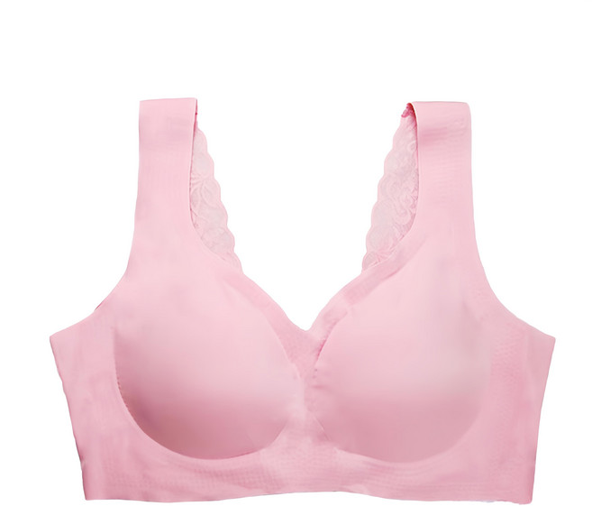 SOFT LIGHT 漾蕾絲 無痕隱形背扣內衣 三段式調整背扣 背部V型蕾絲 水滴型杯托 玫瑰粉 M