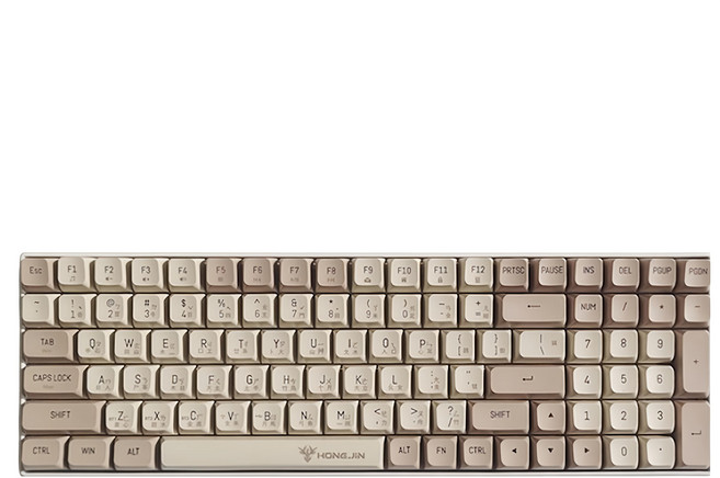 HONG JIN 宏晉 牛奶糖鍵帽機械鍵盤 青軸, 1入, 咖色, HJ-621