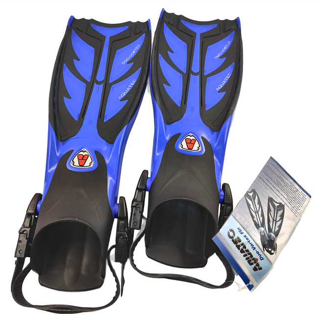 AQUATEC 雙渦流省力分岔蛙鞋 FN-600, 藍色, 1個