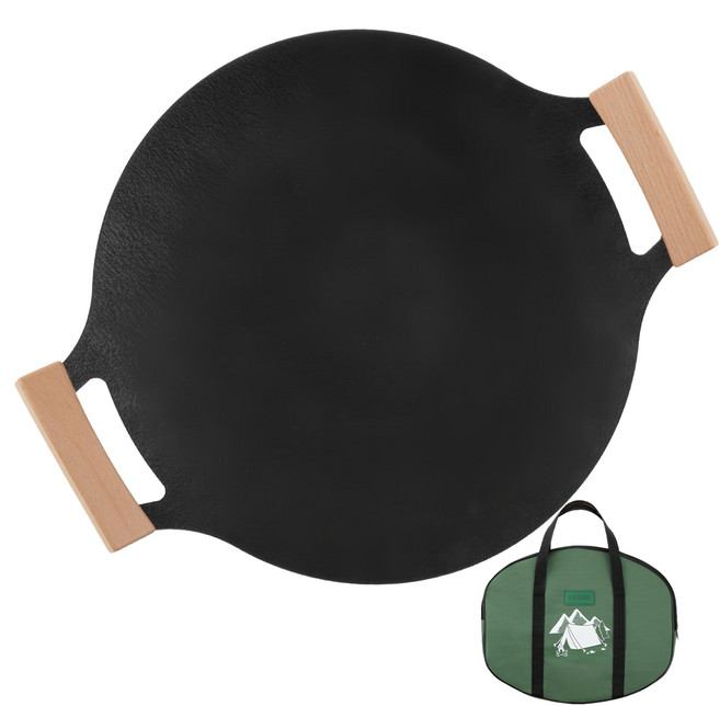 Vilivin 露營用鑄鐵烤盤 + 專用收納包, 39cm, 1組