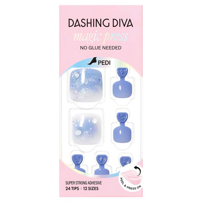DASHING DIVA M 足部薄型經典美甲片, 1組, 藍色泡泡