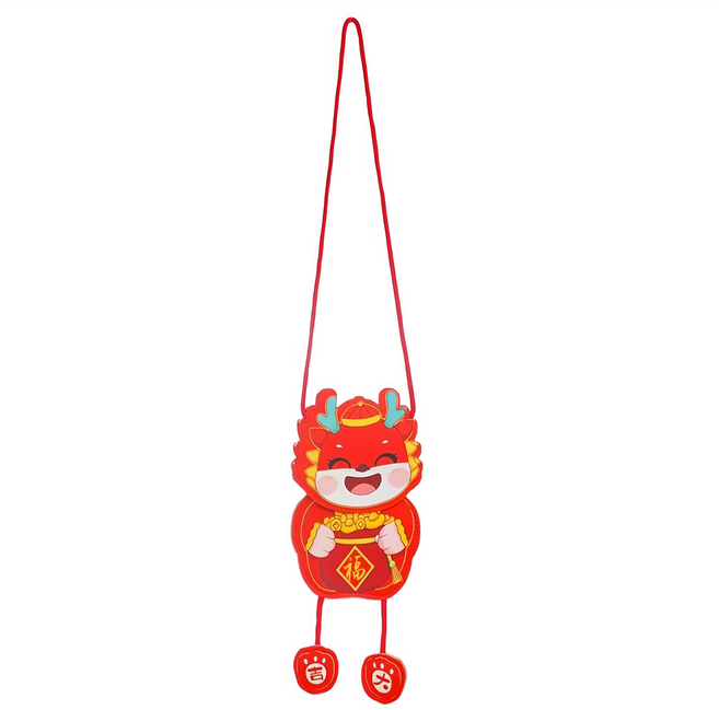 MODACore 摩達客 春節開運招財 多用途掛式紅包袋手機袋, 開心龍 紅色, 1個