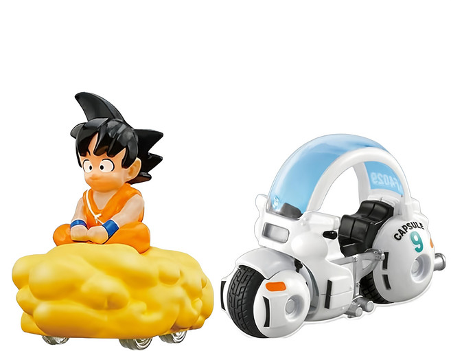 TOMICA 七龍珠 孫悟空 筋斗雲 布瑪9膠囊機車雙套組, 2個, 多色