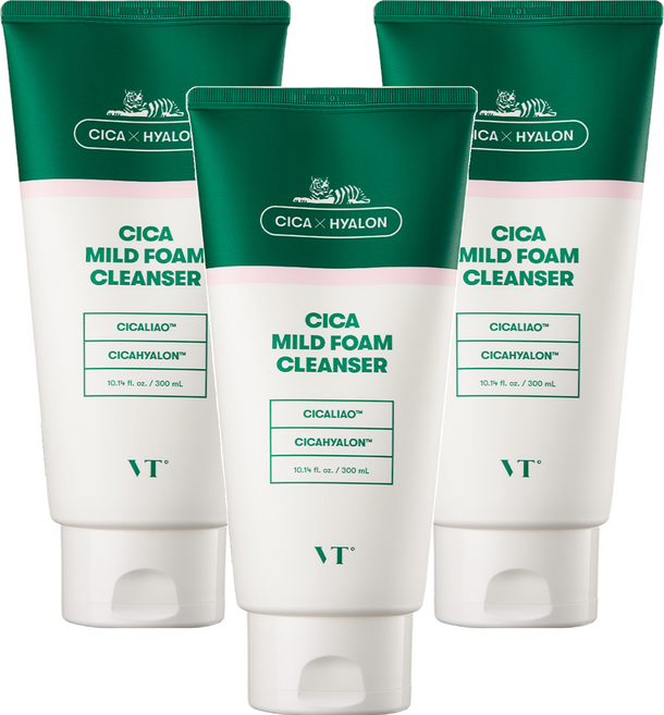 VT COSMETICS 老虎積雪草泡沫洗面乳, 300ml, 3件