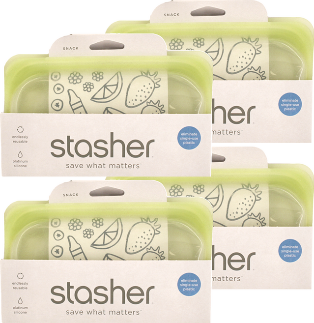 stasher 長形矽膠密封袋 355ml, 棕櫚樹, 4個