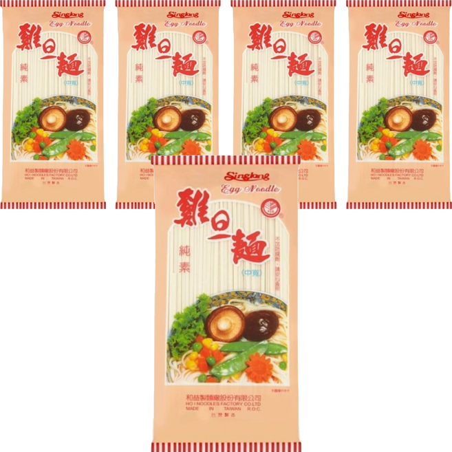 和益 雞蛋麵 中寬, 300g, 5包