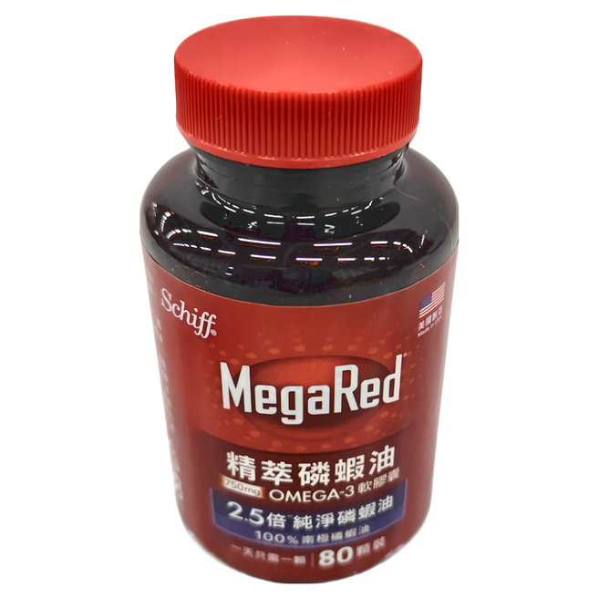 Megared 精萃磷蝦油Omega-3軟膠囊, 80顆, 1.3g, 1罐