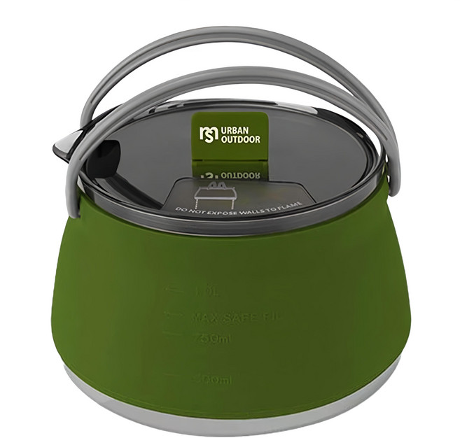 m square 矽膠折疊燒水壺 1L, 軍風綠, 1個