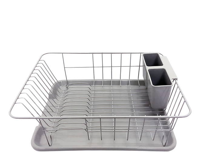 橘之屋 日式滴水碗籃 附瀝水筷籠, 灰色, 1個, 1