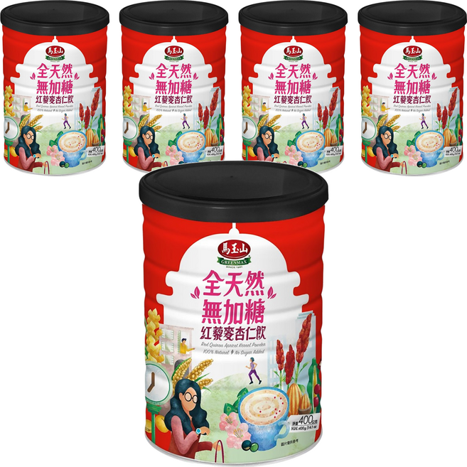 馬玉山 全天然無加糖 紅藜麥杏仁飲, 400g, 5罐