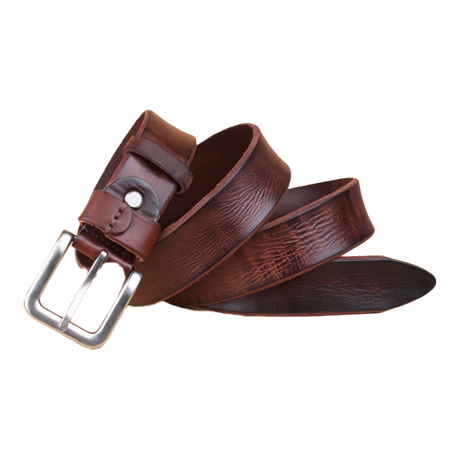 真皮頭層牛皮帶身男士合金針釦皮帶 帶長105-125cm