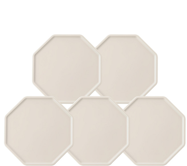 FLaiTO 矽膠多邊形杯墊 象牙白色 5入