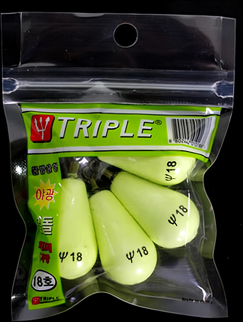 Triple 水滴形夜光鉛墜 K-908, 1包, 4個